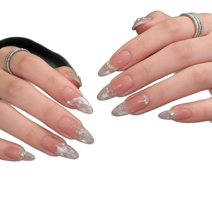 Elegant Glitter Tips Acrylic Nail Extensions