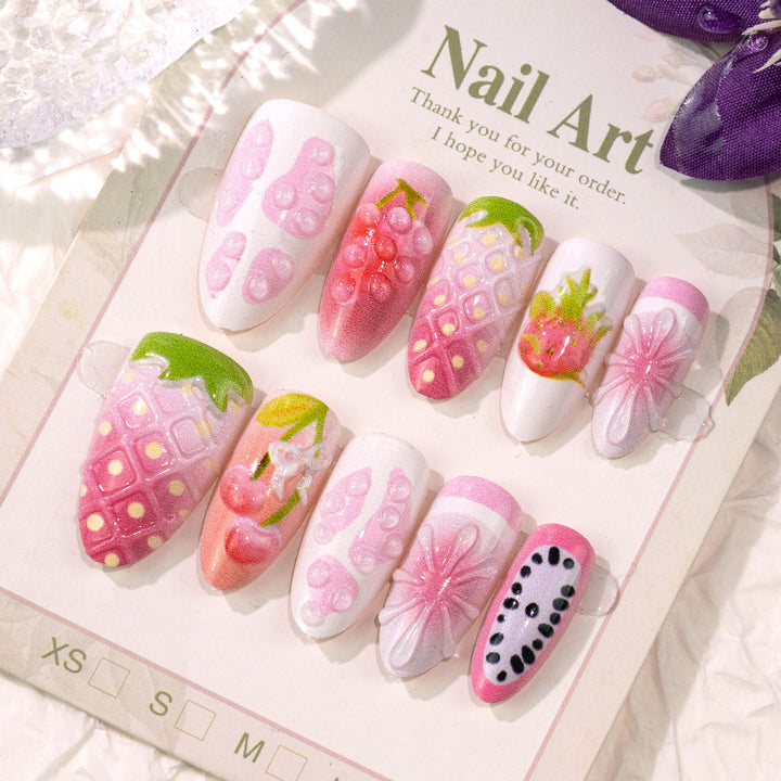Fruit-Inspired Decorative Press-On Nail Art Set