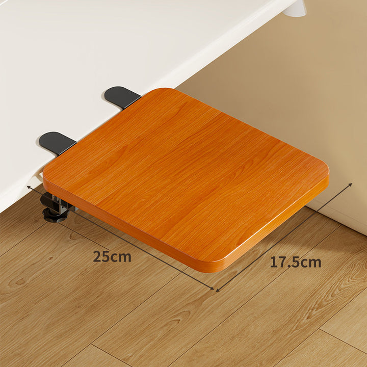 Under-Desk Bamboo Slide-Out Work Surface Clamp-Mounted Keyboard & Mouse Platform