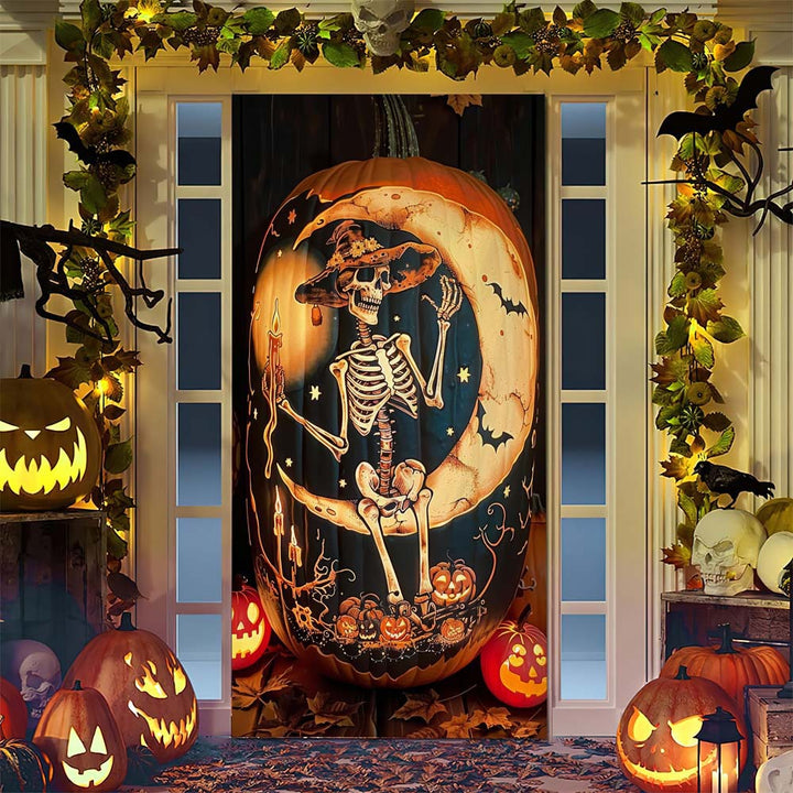 Halloween door poster with large-format Grim Reaper illustration and reusable PVC tarp fabric