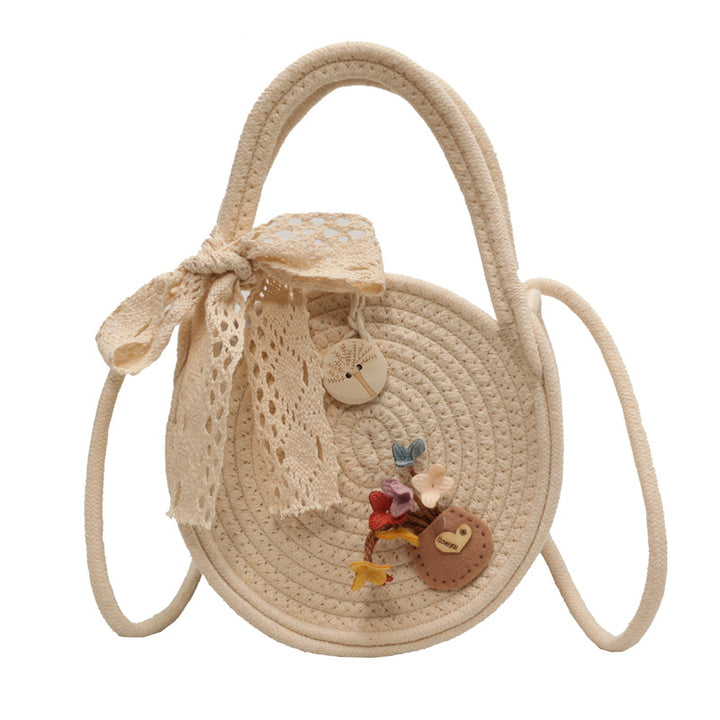 Handcrafted Floral Accent Straw Bag