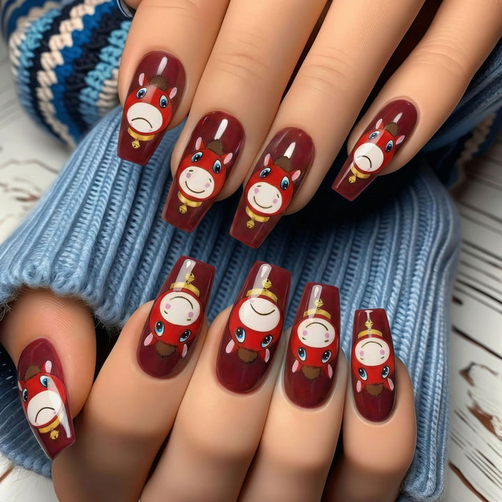Artificial nails with playful horse motif Kalsten