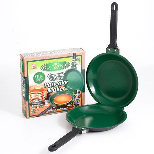 Double-Sided Ceramic Non-Stick Flip Pancake Maker Skillet With Heat-Resistant Handle