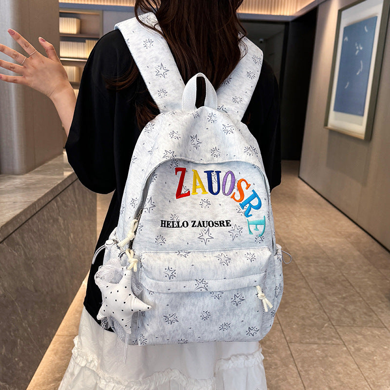 Stylish Star-Embellished Corduroy Backpack Kalsten