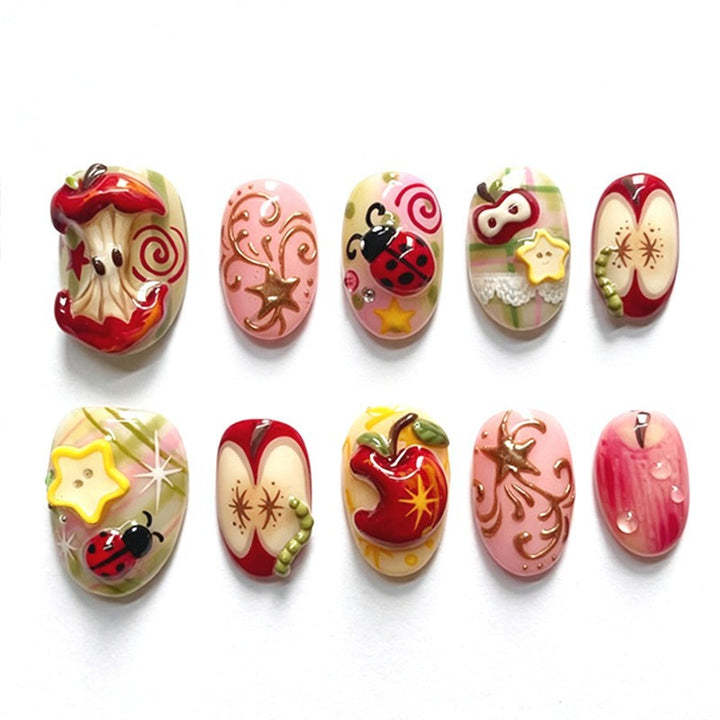Decorative nail art set with cheerful motifs and glitter accents Kalsten