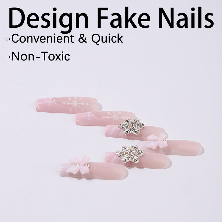 Creative Nail Art Set with Delicate Flower and Glitter Accents Kalsten