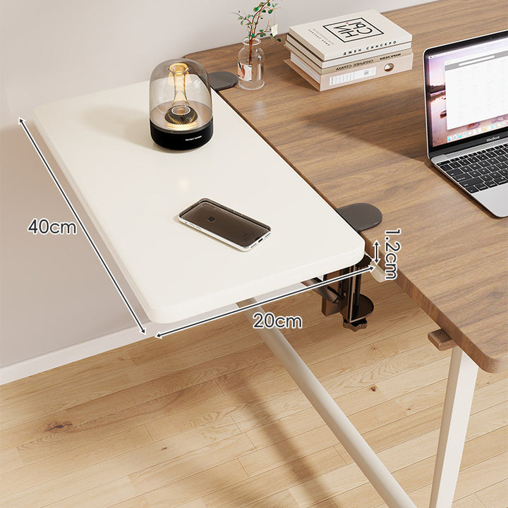 Clamp-On Adjustable Wooden Desk Side Shelf Extension with Foldable Bracket