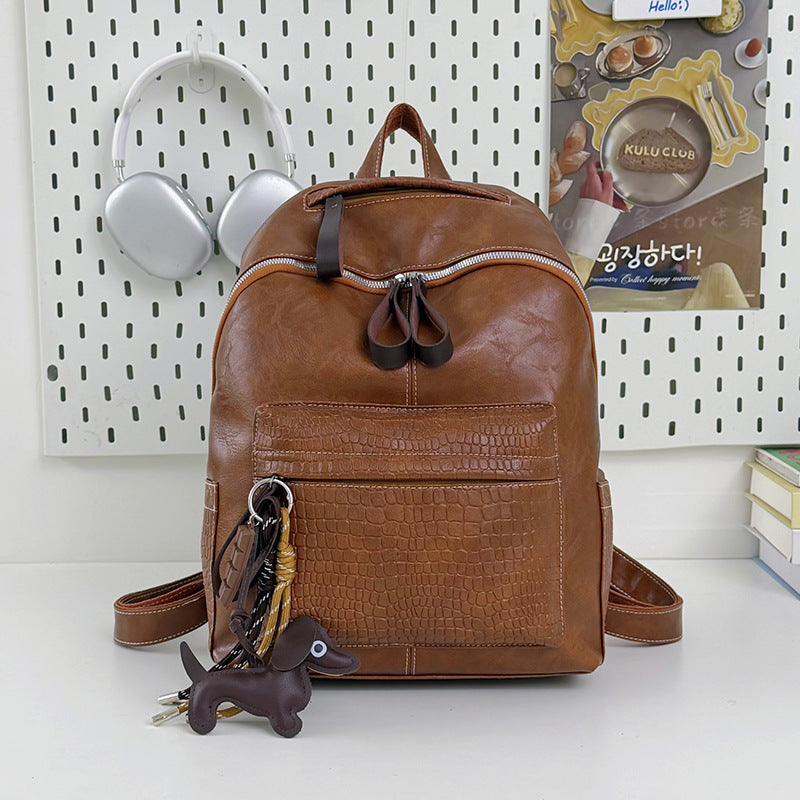 Stylish Crocodile-Patterned Leather Backpack Kalsten
