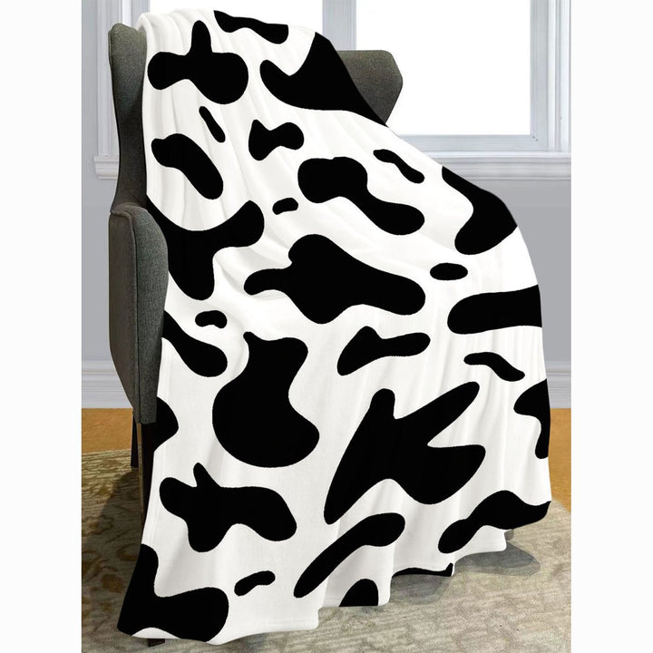 Cozy Cow Print Fleece Throw Blanket