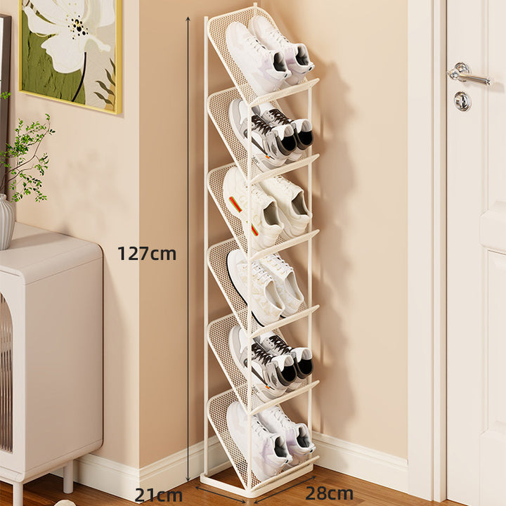 Vertical Angled Mesh Shoe Organizer Rack