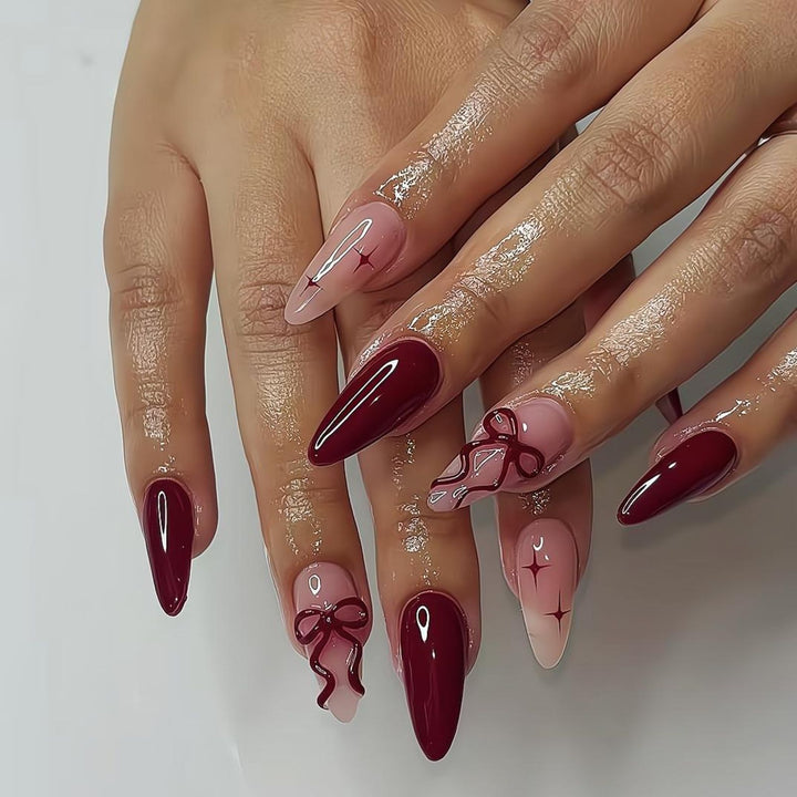 Nail art set with elegant bow and glitter designs Kalsten