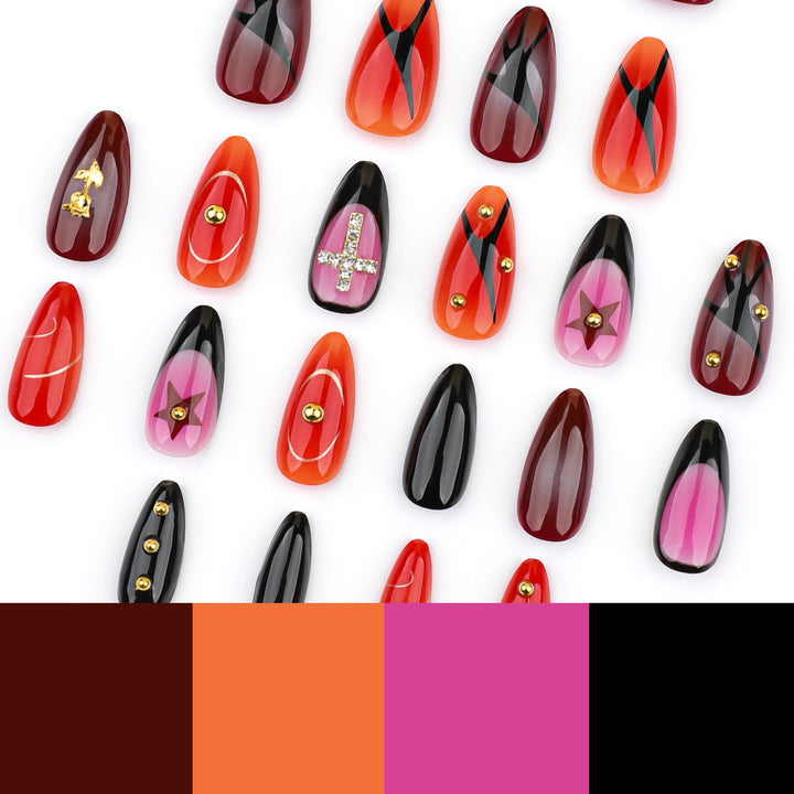 Artistic stiletto nails with creative designs Kalsten