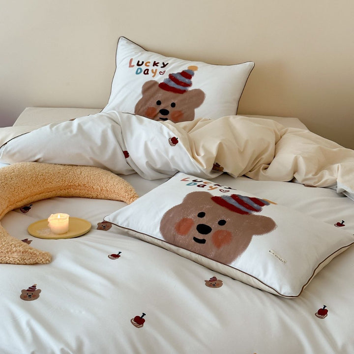 Children's bedding set with panda motif made of cotton satin and lovingly crafted appliqué