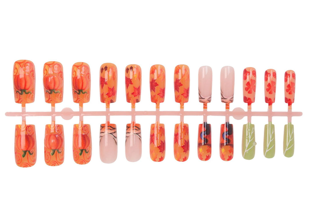 Artificial nail set with autumn motifs and creative 3D elements Kalsten
