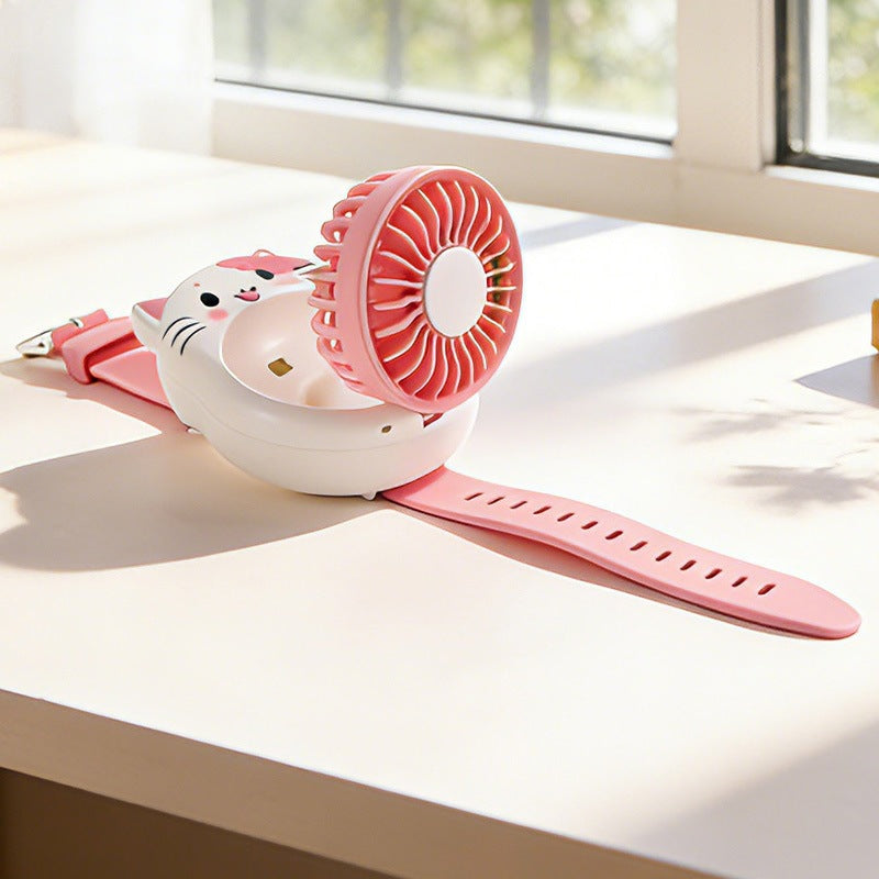 Women Portable Handheld Fan with Cute Cat Design Kalsten