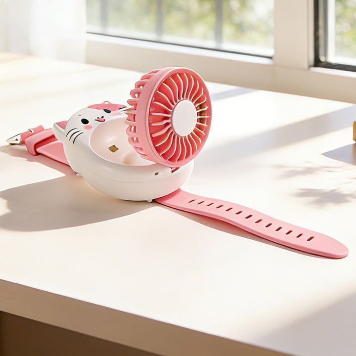 Women Portable Handheld Fan with Cute Cat Design Kalsten