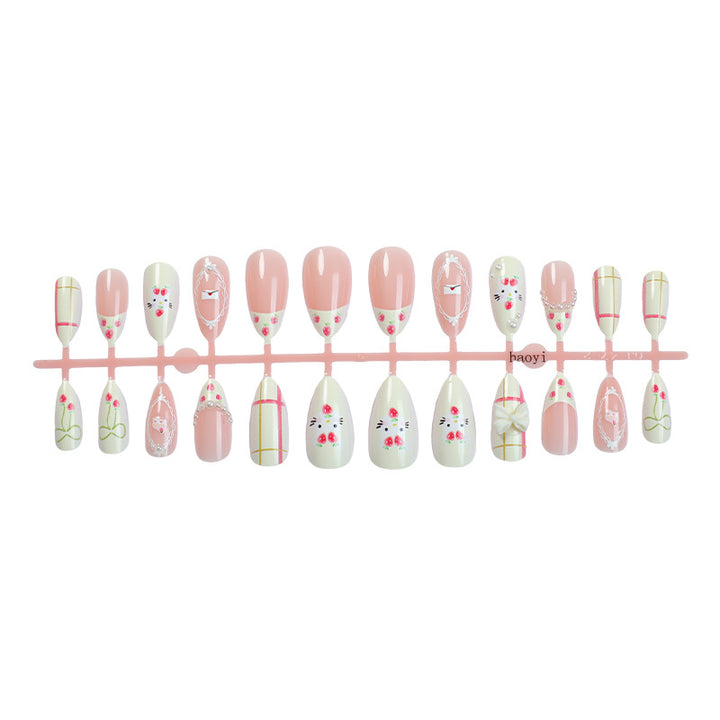 Decorative Press-On Nail Set with Floral and Whimsical Designs kalsten
