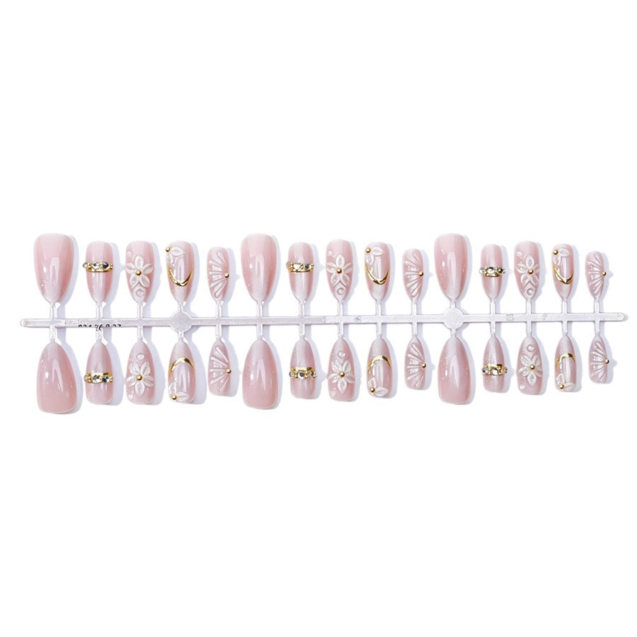 Elegant artificial nail set with floral and glitter elements Kalsten