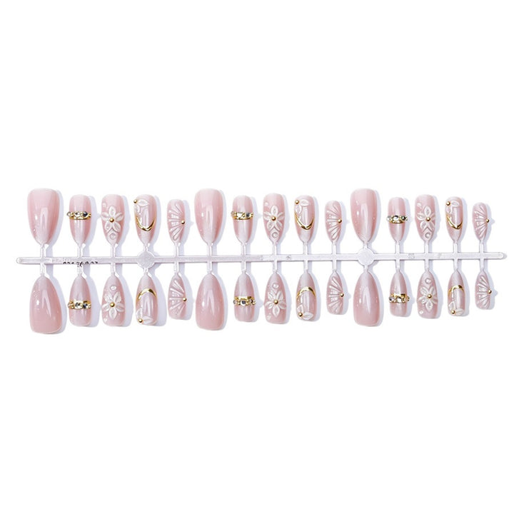 Elegant artificial nail set with floral and glitter elements Kalsten