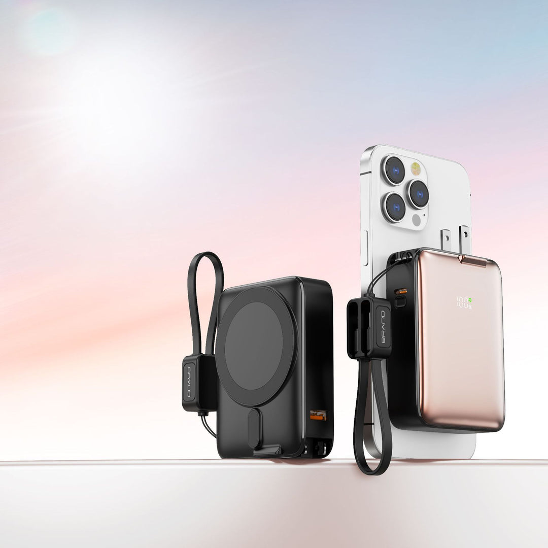 Portable power bank with integrated magnetic charger and smart LED display Kalsten