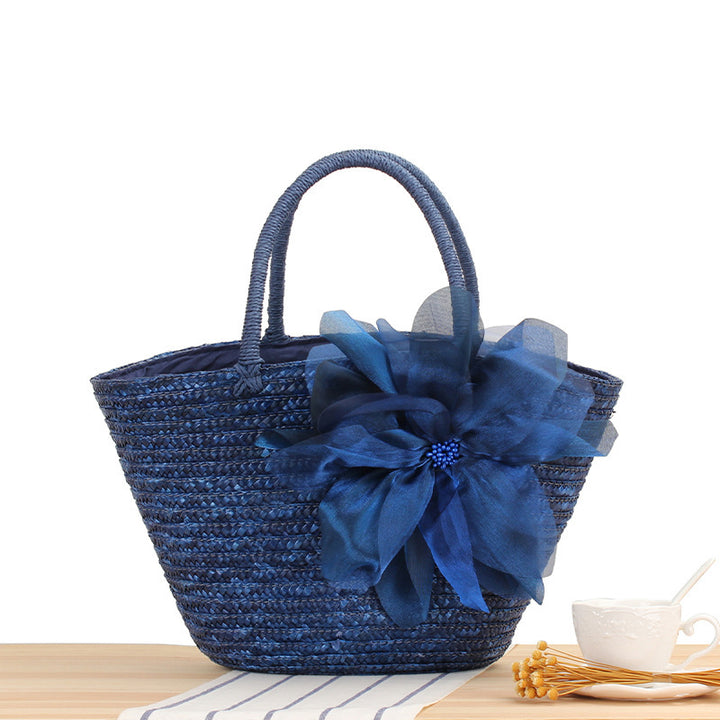 Elegant straw bag with floral accents Kalsten
