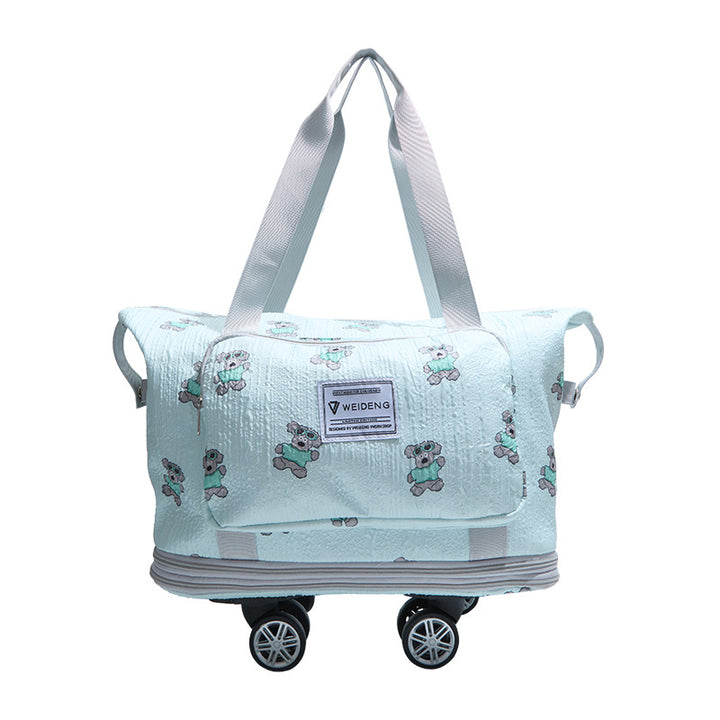 Cute Cartoon Bear Pattern Rolling Travel Duffle