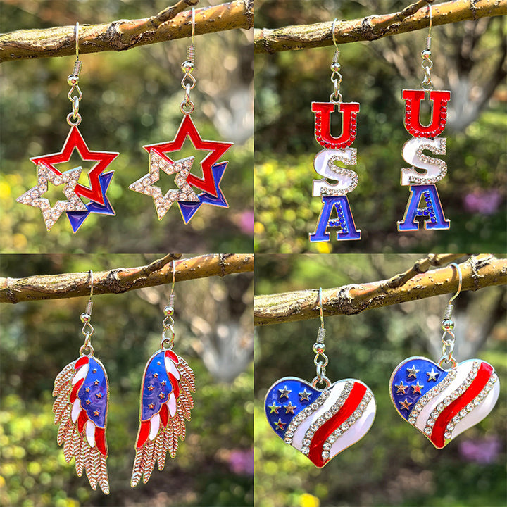 Women's eye-catching star enamel earrings with crystal embellishments and hook clasp Kalsten