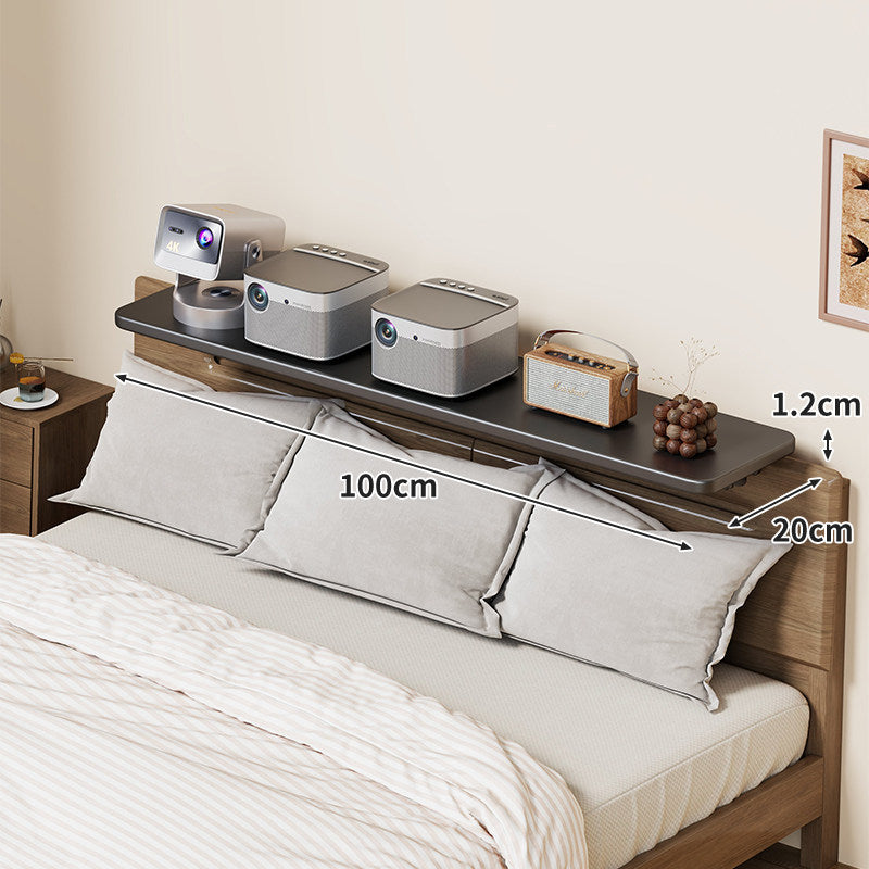 Wall-Mounted Slim Floating Headboard Shelf with Rounded Corners and Concealed Brackets