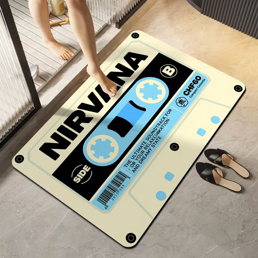Retro Music-Themed Bath Mat
