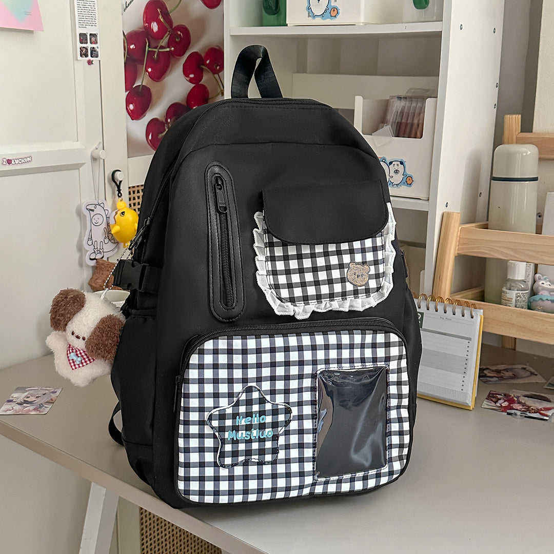 Stylish Gingham Print Backpack Kalsten