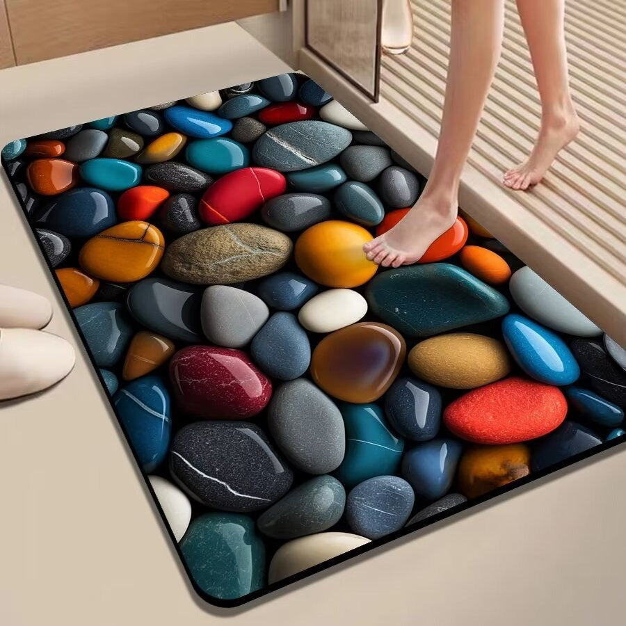 Colorful Pebble-Themed Floor Mat Kalsten