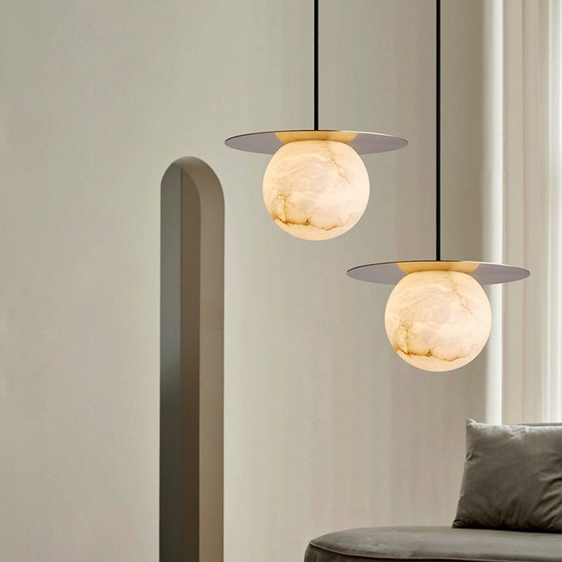 Modern Marble Sphere Pendant Light