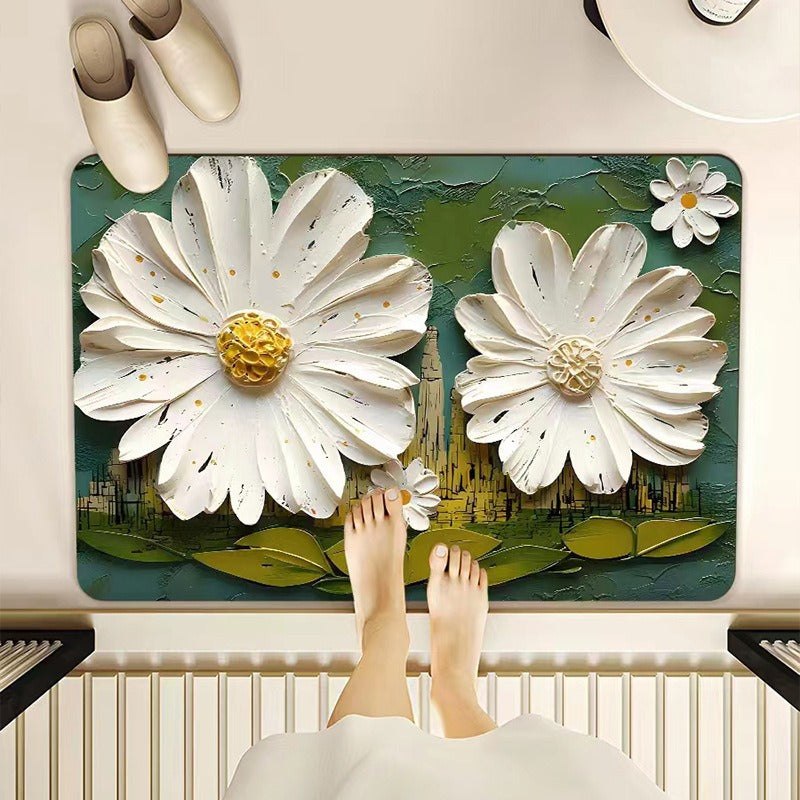 Luxurious Floral Design Bath Mat