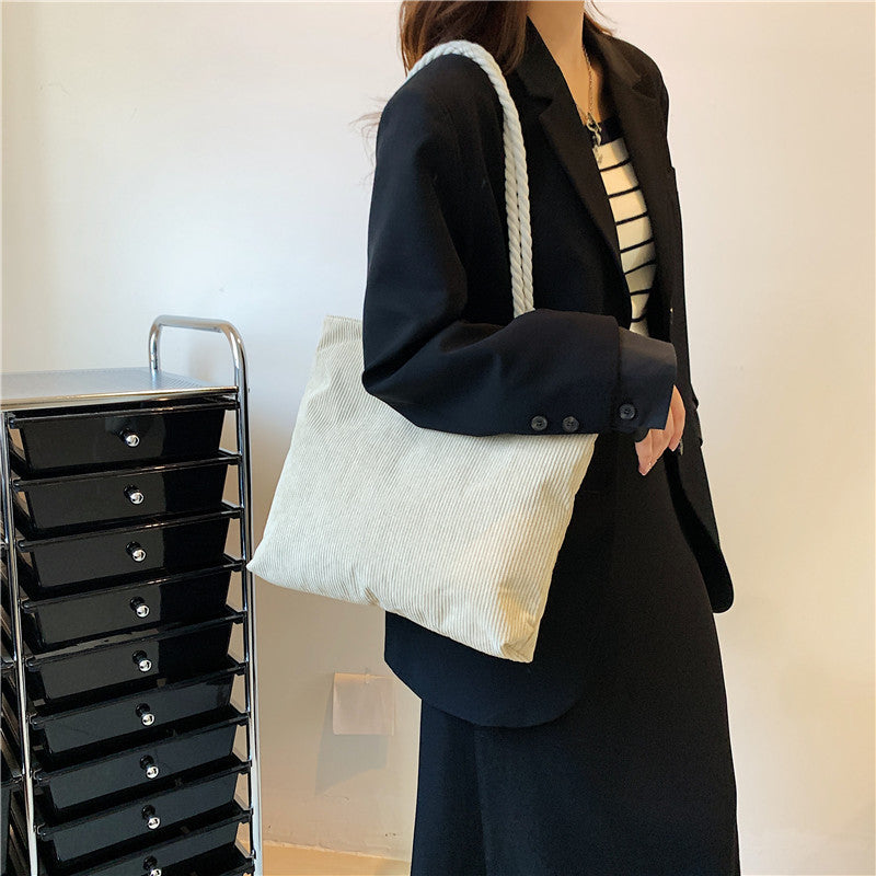 Textured Drawstring Tote Bag