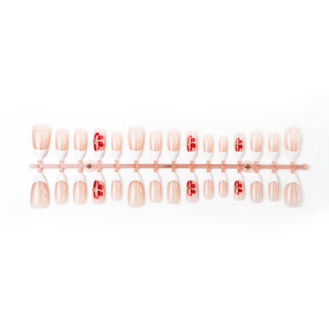 Elegant Floral Decorated Press-On Nail Set