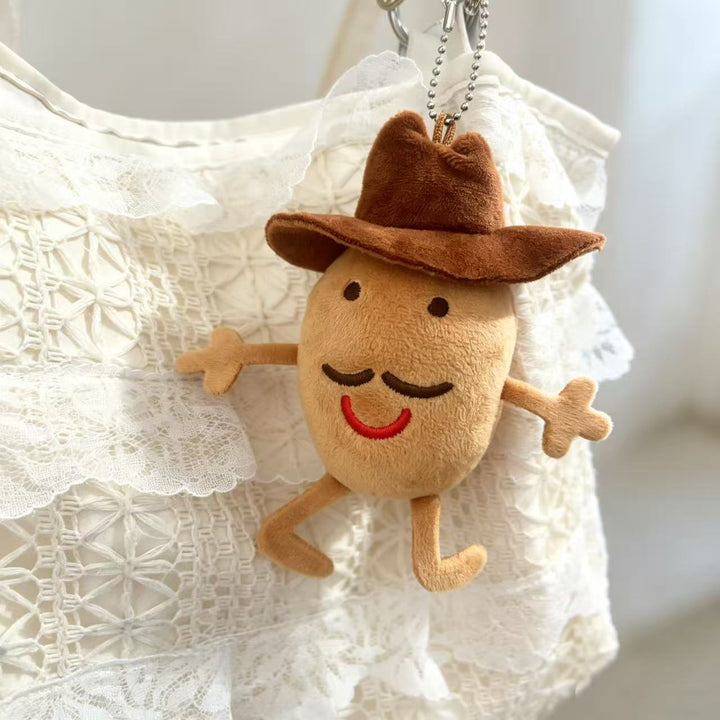 Novelty Cowboy Character Plush Bag Charm Keyring with Metal Ball-Chain and Huggable Body Kalsten