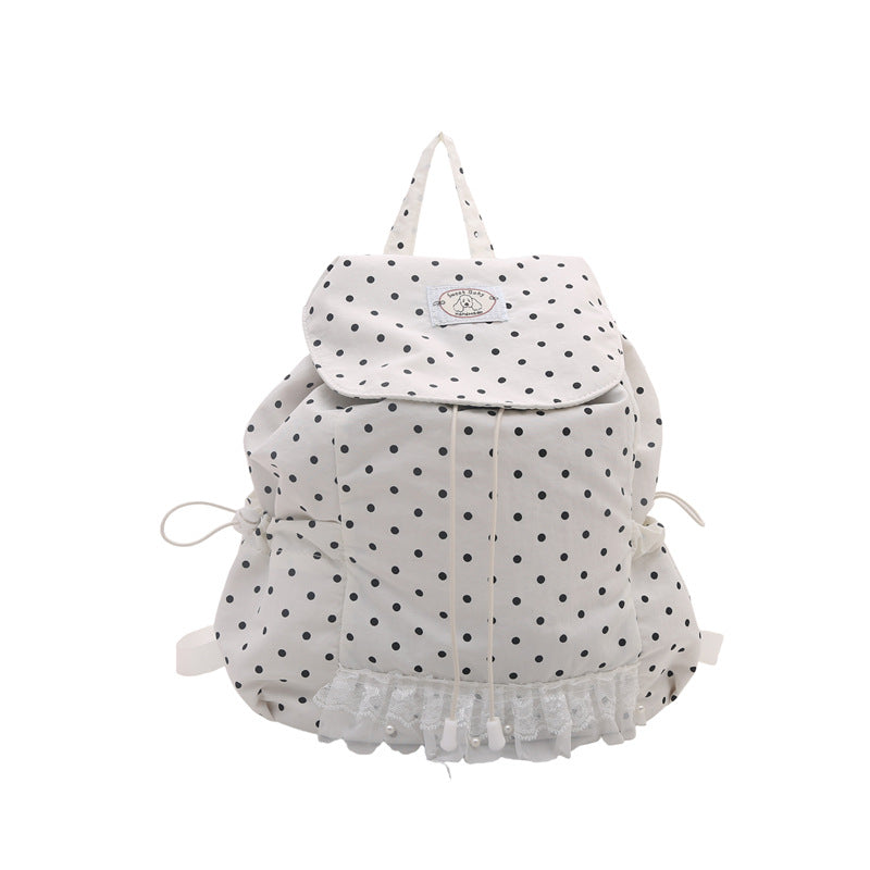 Charming Polka Dot Ruffled Backpack Kalsten