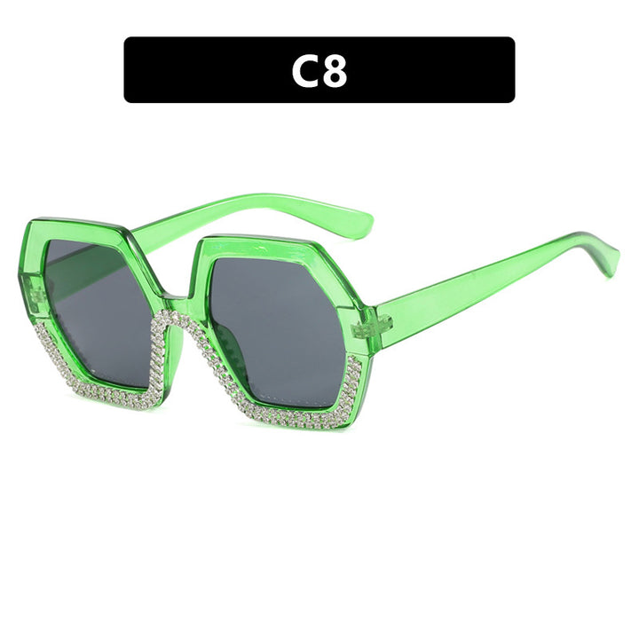 Women's extravagant sunglasses with hexagonal frame and rhinestone accents Kalsten