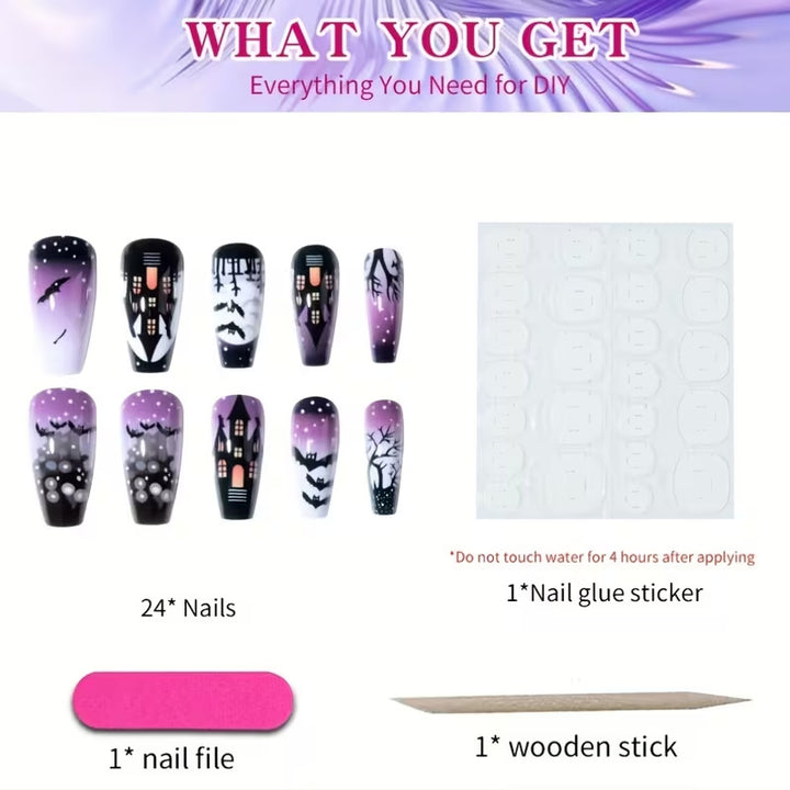 Artistic Halloween-Themed Press-On Nails Kalsten