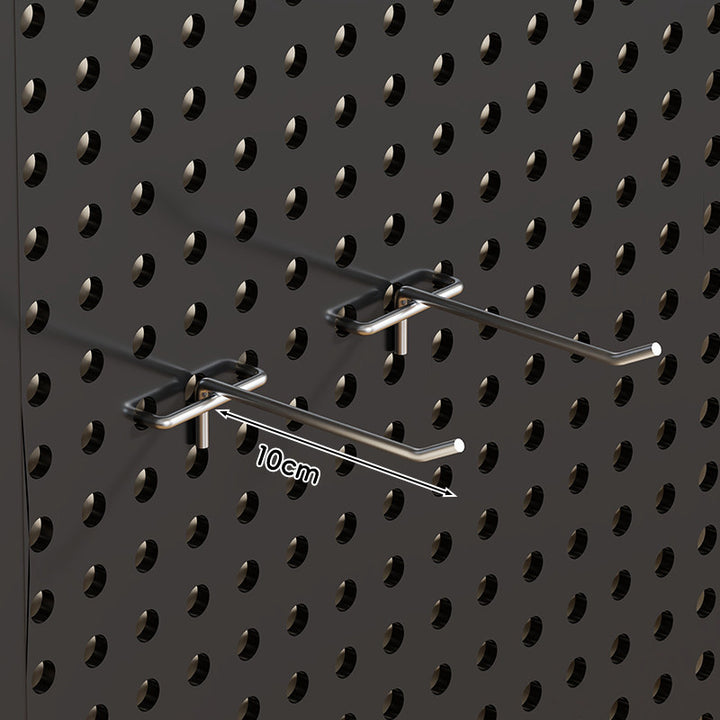 Wall-Mounted Perforated Metal Tool Pegboard Organizer Panel with Modular Hooks and Wire Baskets