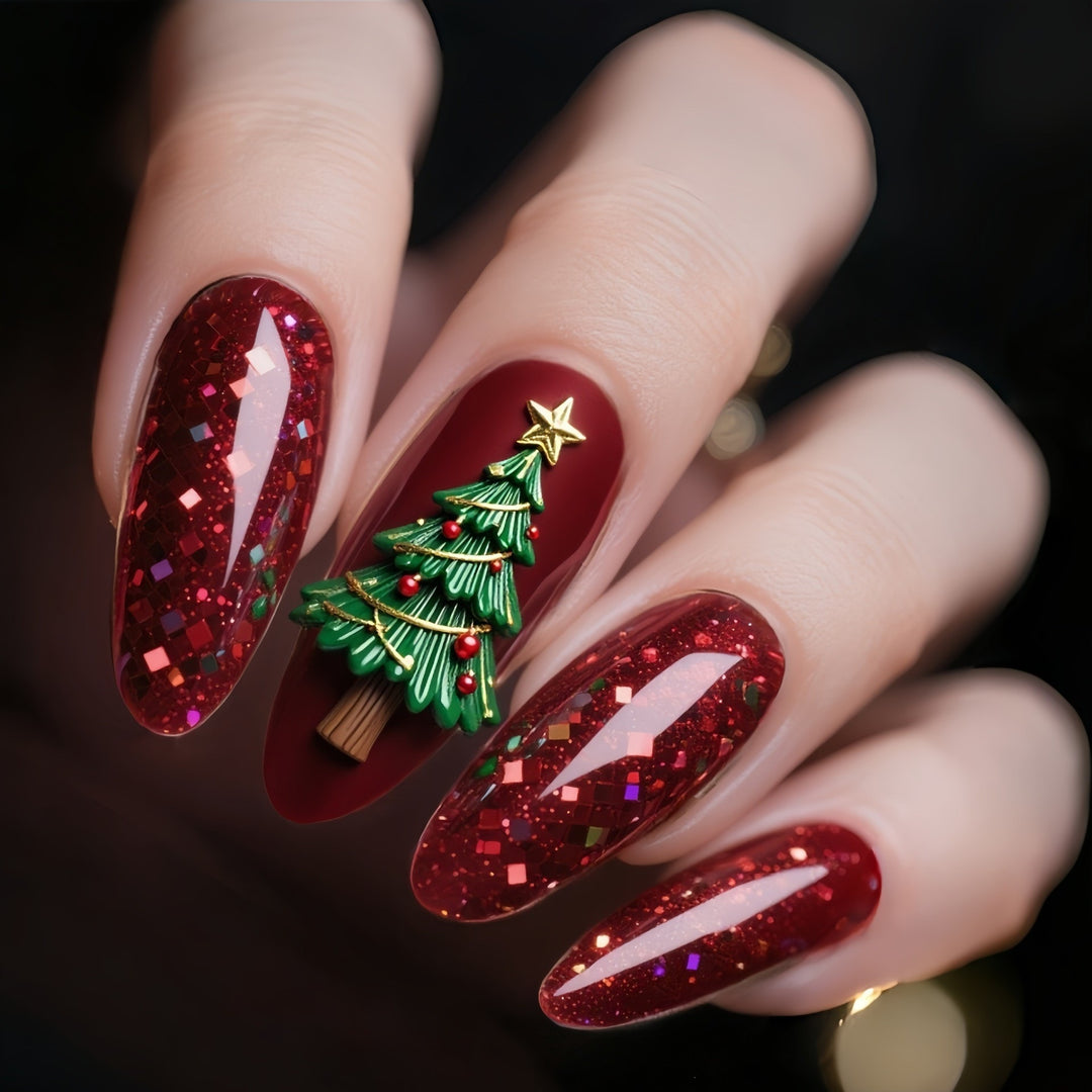 Festive artificial nails in Christmas design Kalsten