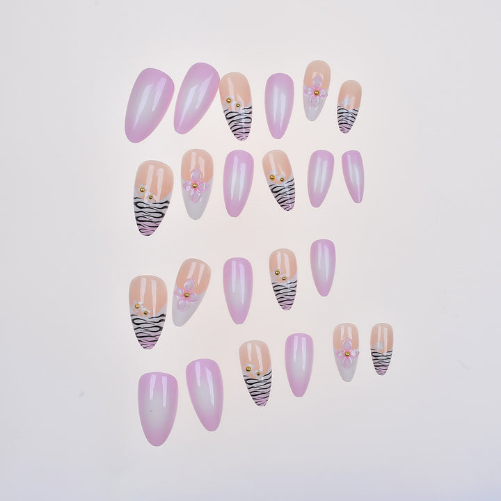 Elegant Floral Embellished Press-On Nails Kalsten