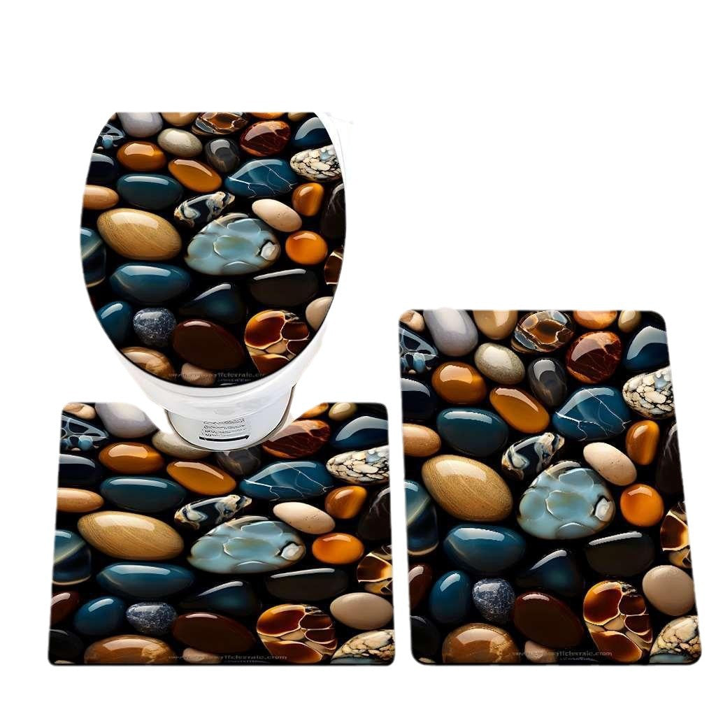 Decorative Pebble Bathroom Mat Set Kalsten