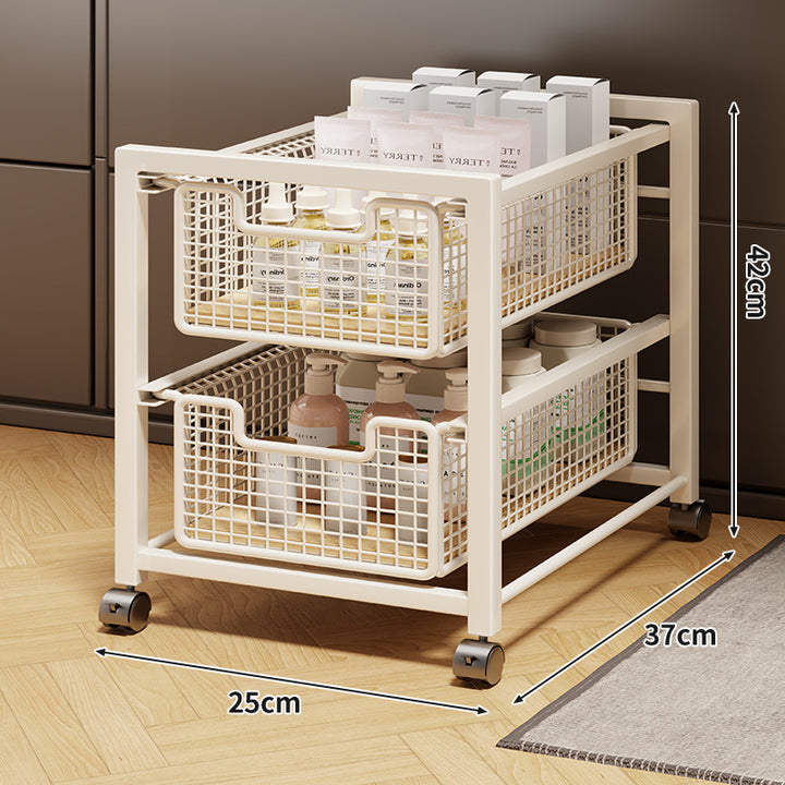 Under-Cabinet Sliding Three-Tier Mesh Basket Organizer with Removable Bins