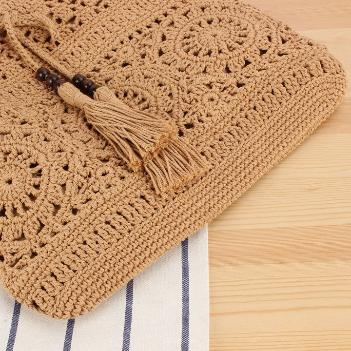Handbag in Creative Macrame Design with Tassel Detail Kalsten