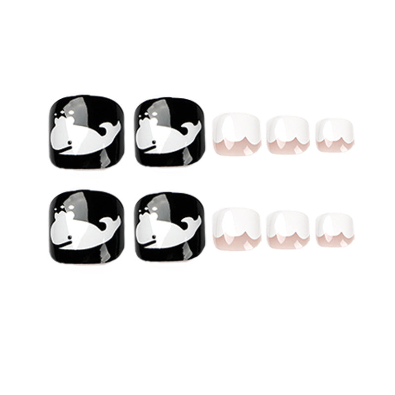 Artful toenail art with a moody whale motif Kalsten