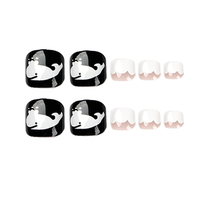 Artful toenail art with a moody whale motif Kalsten