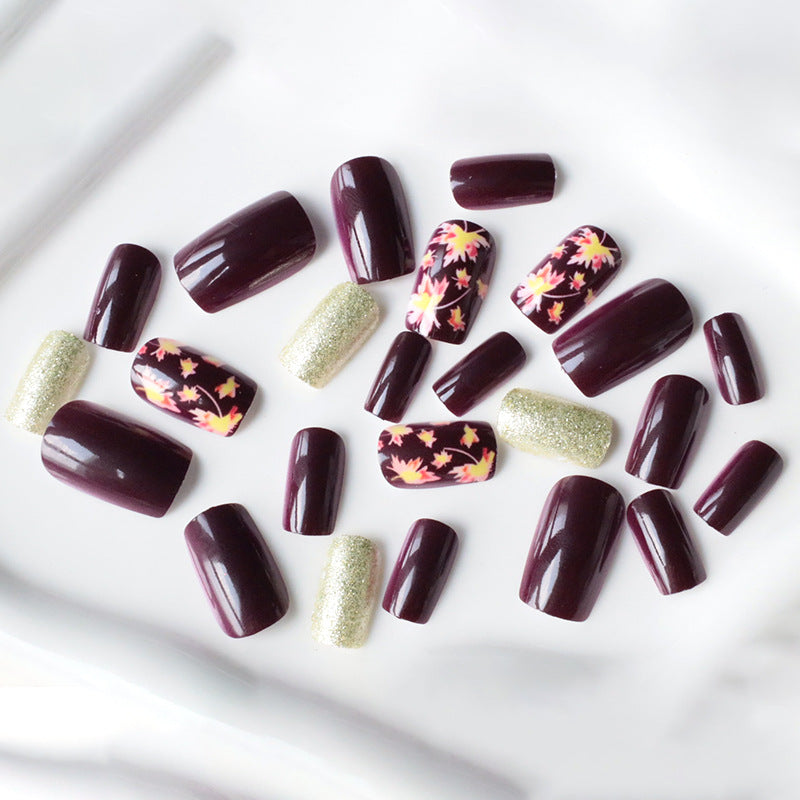 Decorative Fall-Themed Acrylic Nail Enhancements Kalsten