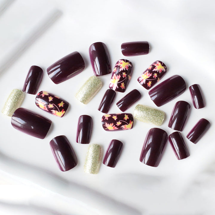 Decorative Fall-Themed Acrylic Nail Enhancements Kalsten