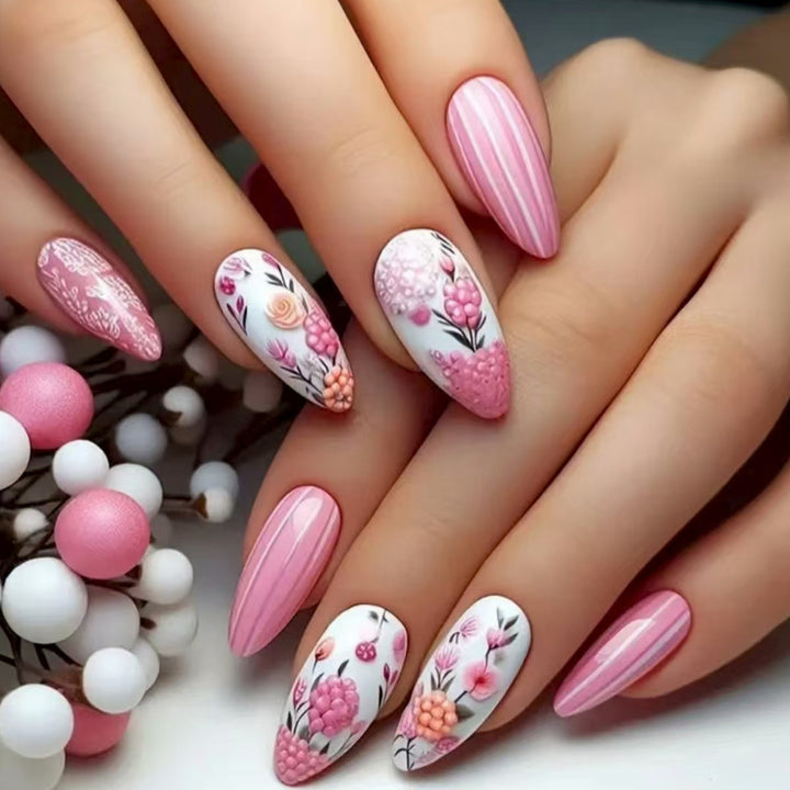 Artificial nails with floral 3D decorations Kalsten